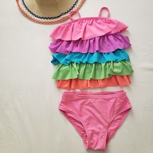 Girl's Tiered Ruffle 2 Piece Bikini Set